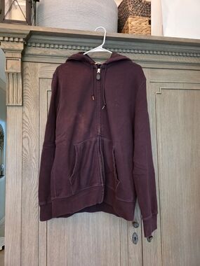 Burberry Maroon Zip-Up Hoodie XL